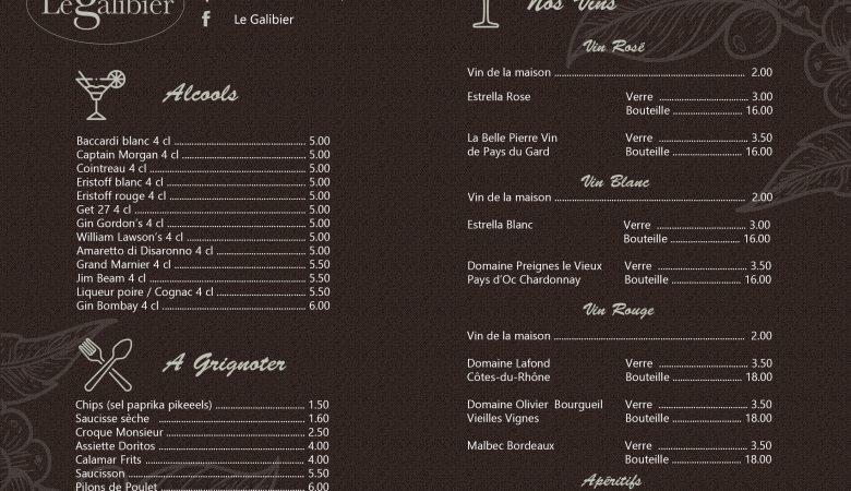 carte restaurant réalisée par wapi web